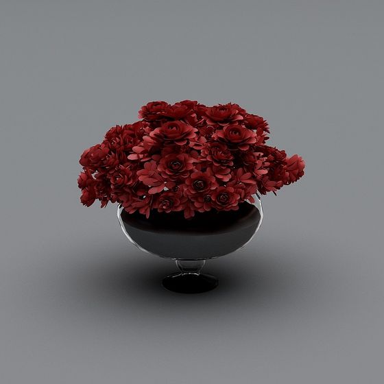 Vaso di Ceramica con Fiori Rossi