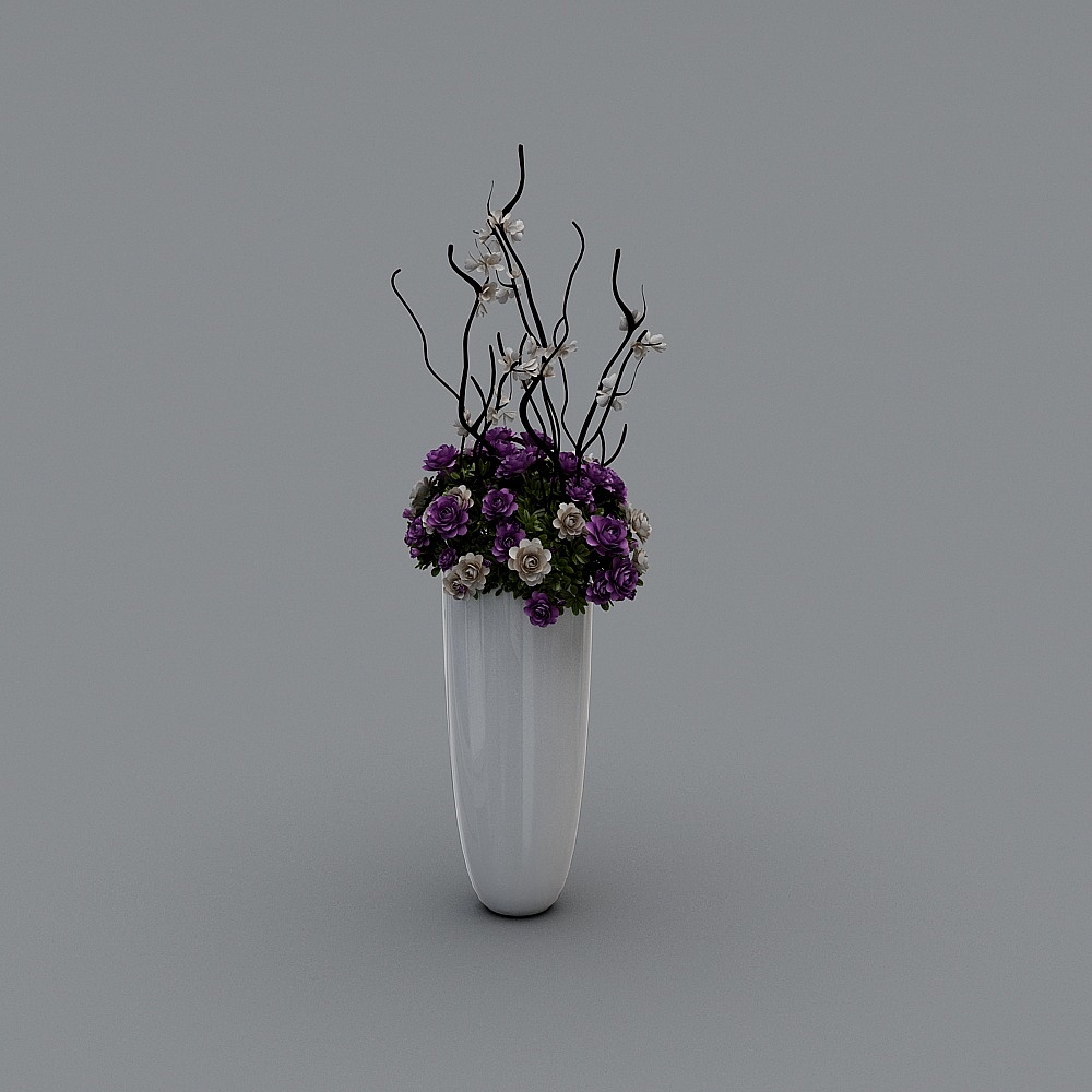 Potted purple plants 1 white vase