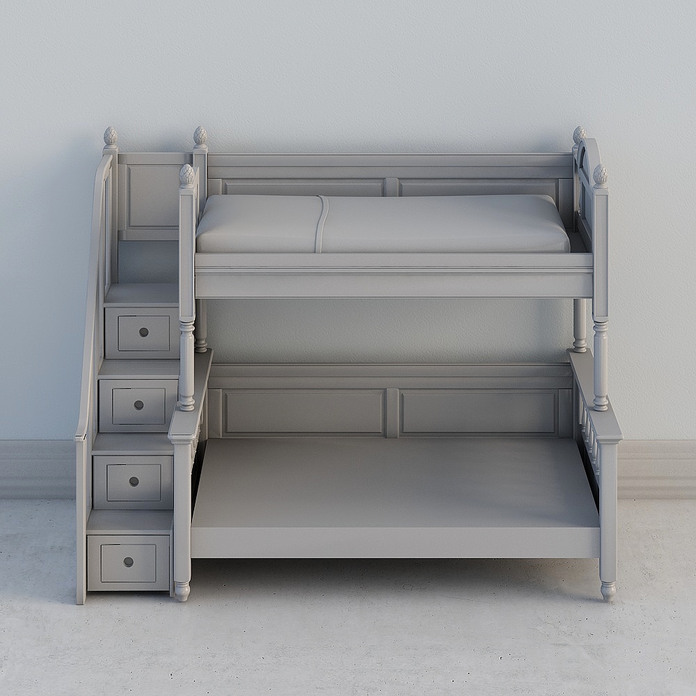 เตียงสองชั้นสีเทา SP-B-GC126 (บันไดขั้น)