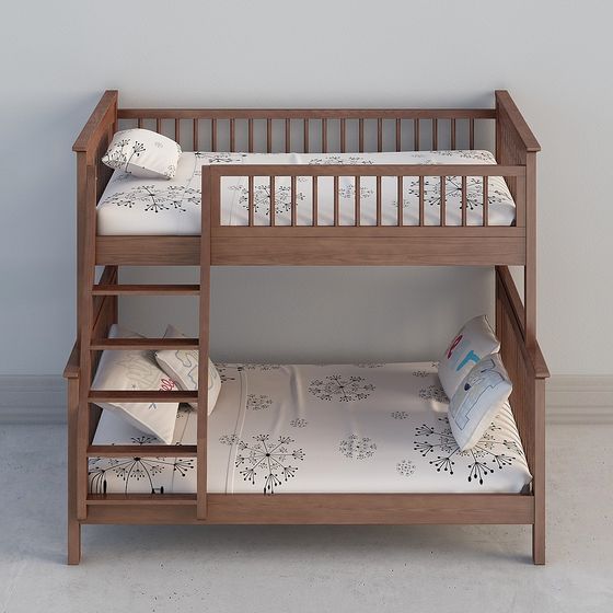 Stylish Low-Poly Bunk Bed 3D model