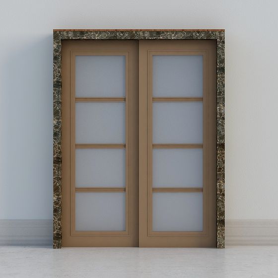 Stylish Glass Double Door 3D model for Modern Spaces