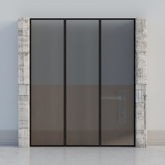 Modern Gray Sliding Door 3D Model