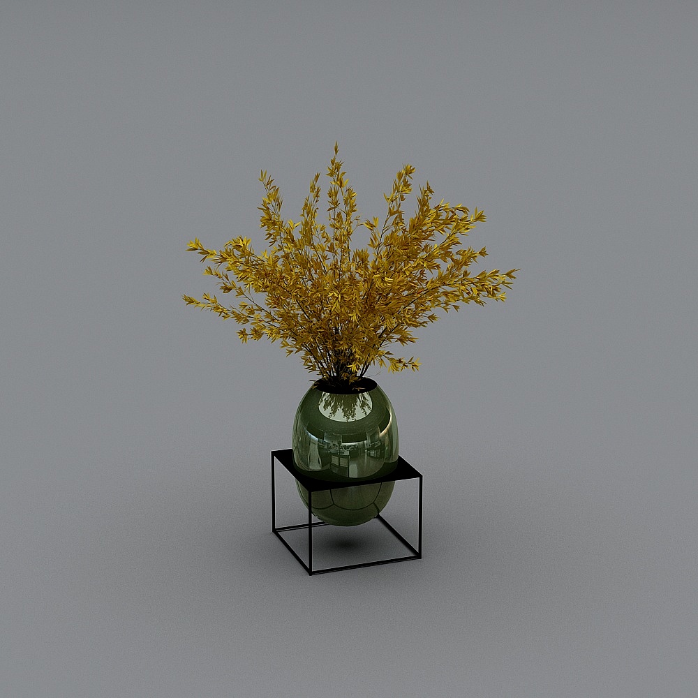 Yellow flower green vase