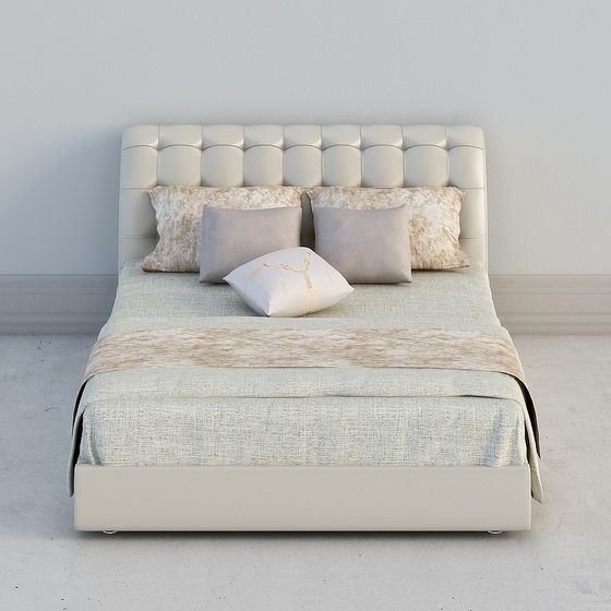 Elegant Low-Poly 3D Bed Model for Modern Interiors