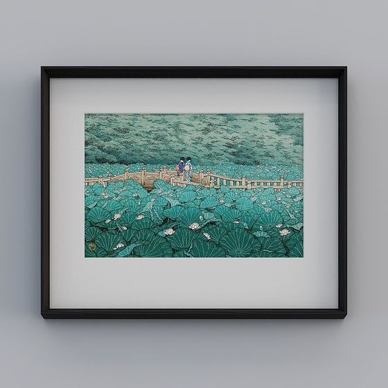 Magasin phare Kippel, boîte noire horizontale de style japonais 42x52cm, impression paysagère