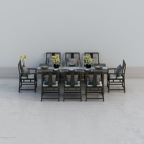 Urban Elegance Dining Table and Chair Set 3D model