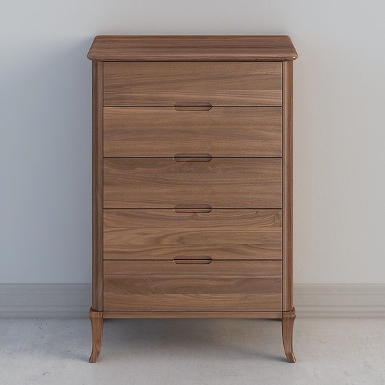 Minimalist Wooden Drawer Cabinet 3D model
