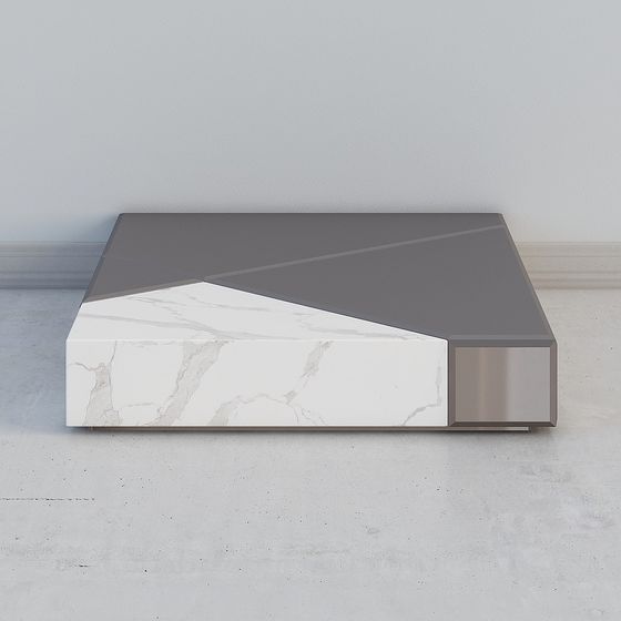 Stylish Geometric Marble Side Table 3D model