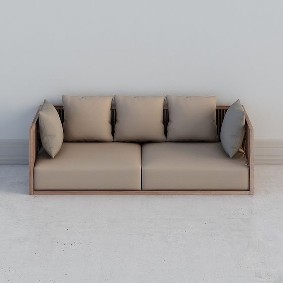 Modern Minimalist Low-Polygon 3D Sofa Model