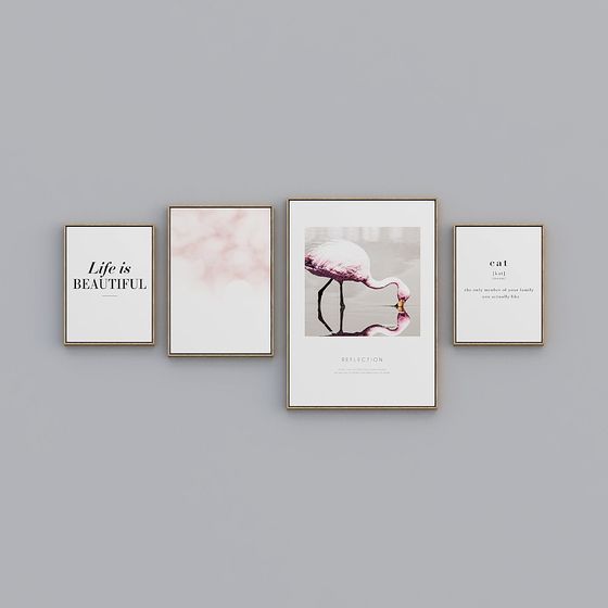 Elegant 4-Piece Picture Frame 3D model