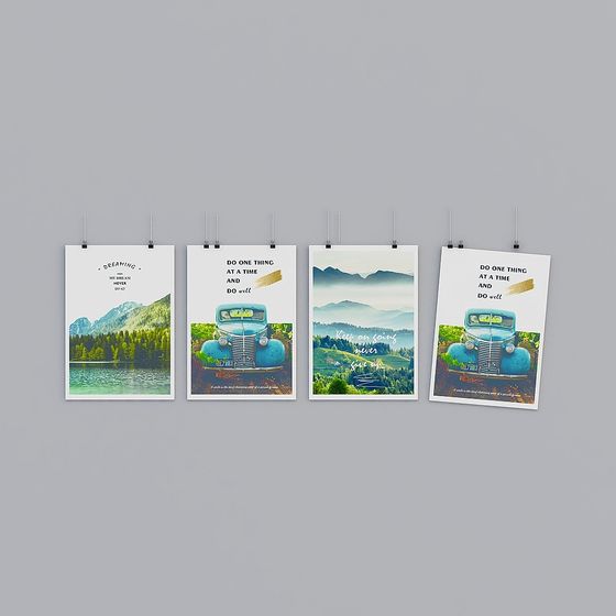 Mountain Poetics 3D Model with Vintage Truck