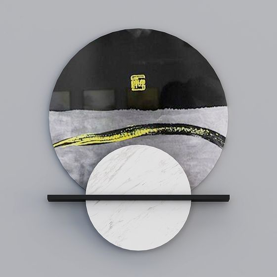 Modern Abstract Round Decorative Mirror 3D model