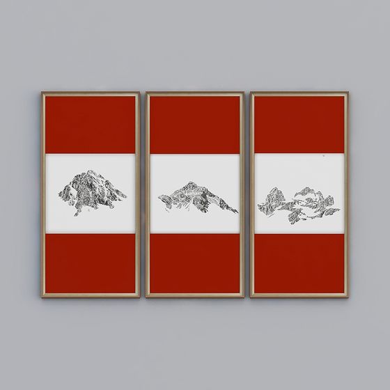Majestic Mountain Triptych 3D model