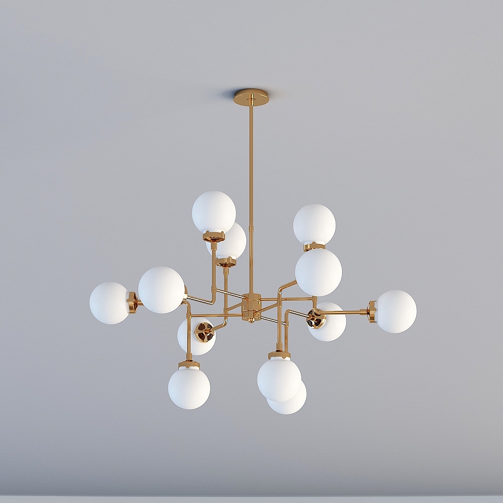 Elegant Gold and White Pendant Light 3D Model