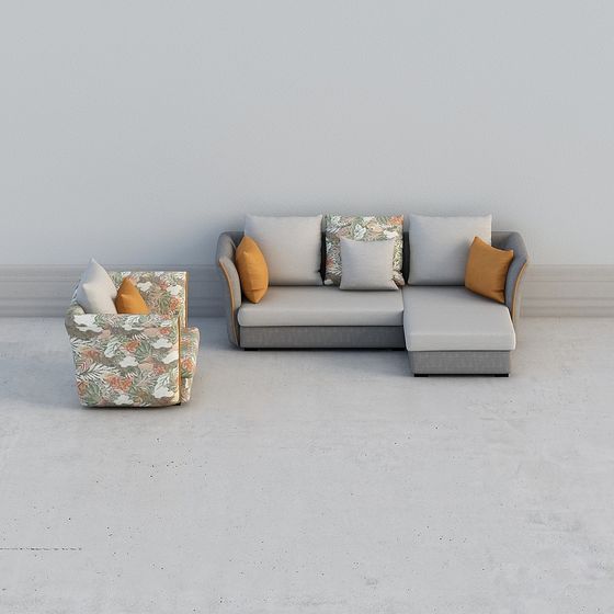 Stylish Scandinavian Sofa Set 3D model