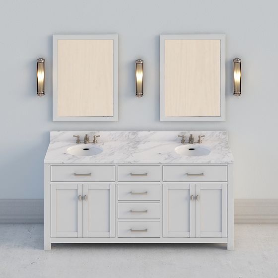 Elegant Double Vanity Sink 3D model