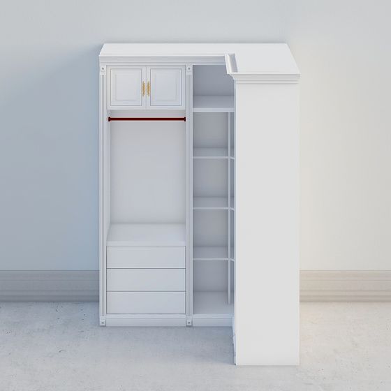 Elegant White Wardrobe 3D model