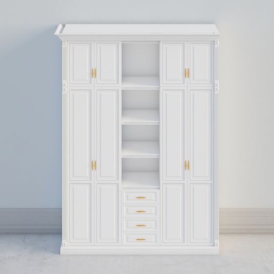 Elegant White Wardrobe 3D model for Modern Interiors