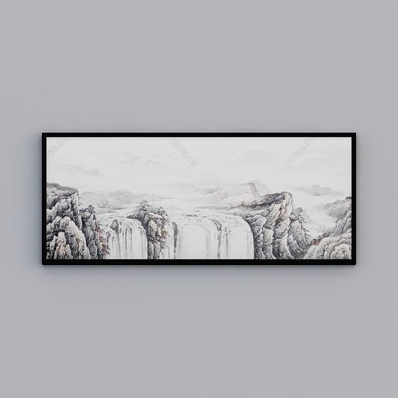 Mesmerizing Ink-Wash Waterfall 3D model