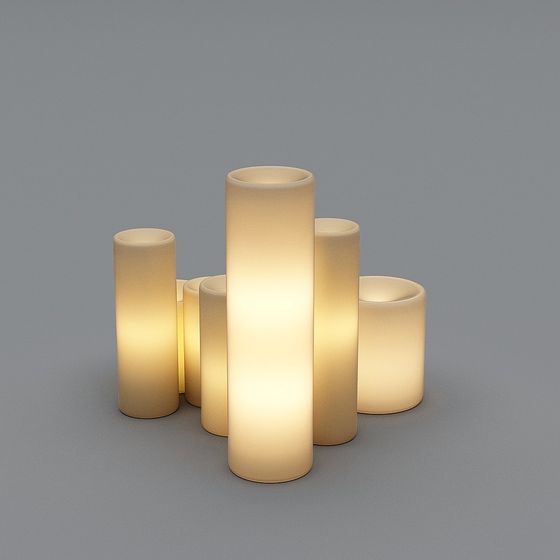 Stylish Low-Poly Candle Holder Set 3D model