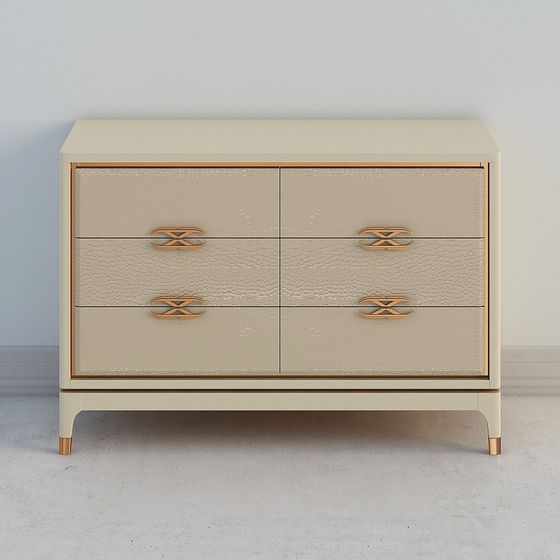 Elegant Six-Drawer Cabinet 3D model