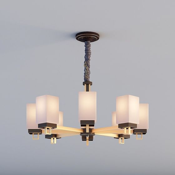 Elegant Low-Poly Chandelier 3D model