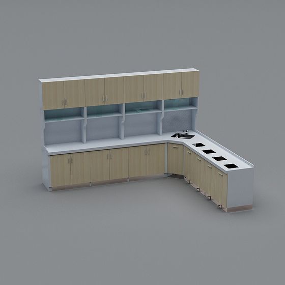 Stylish Low-Poly Kitchen Cabinet 3D model