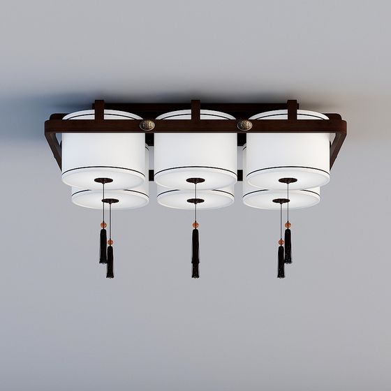 Stylish Chinese Pendant Lamp 3D model for Modern Interiors
