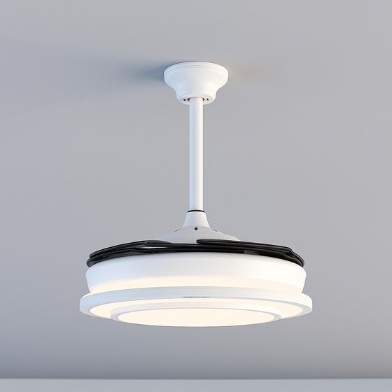 Elegant Low-Poly Ceiling Fan Light 3D model