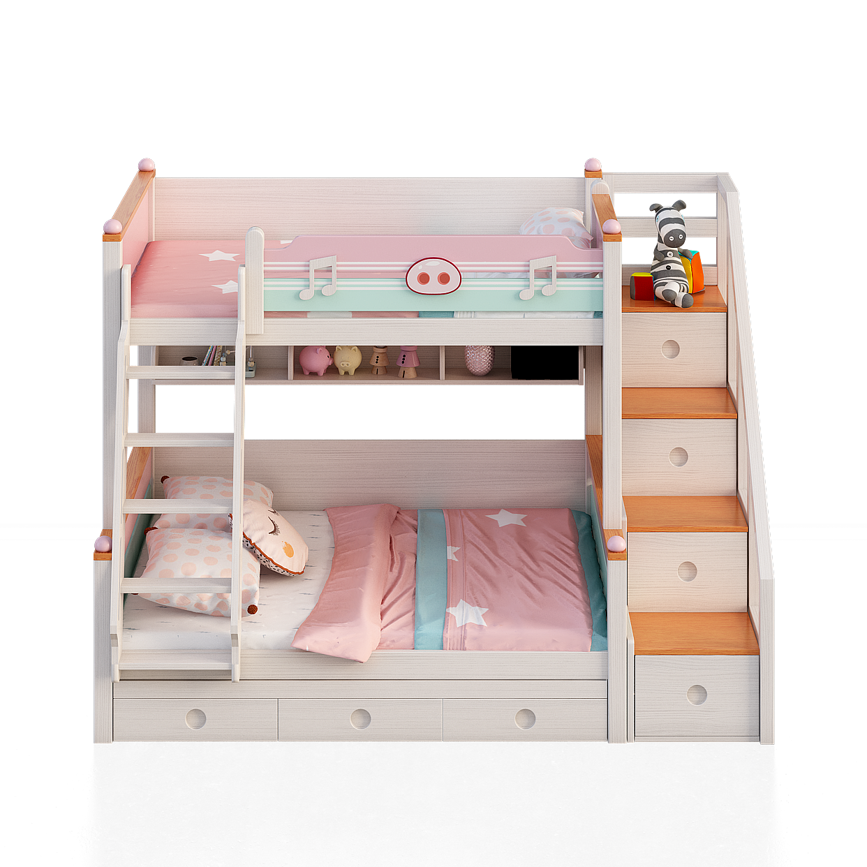 Dreamy Kids Bed 3D Model – Pastel Wood Design