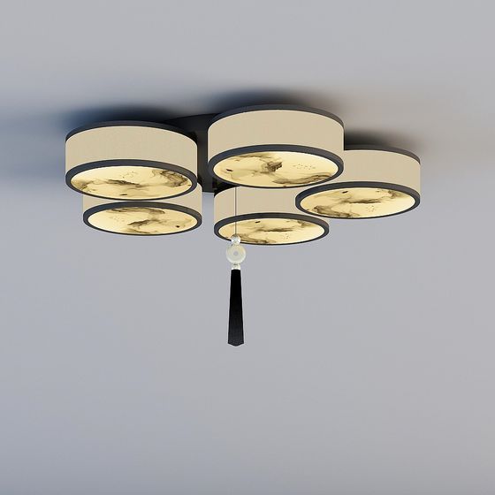 Modern Ceiling Light 3D Model in Yellow and Black
