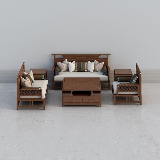 Elegant Low-Poly Sofa Set 3D model
