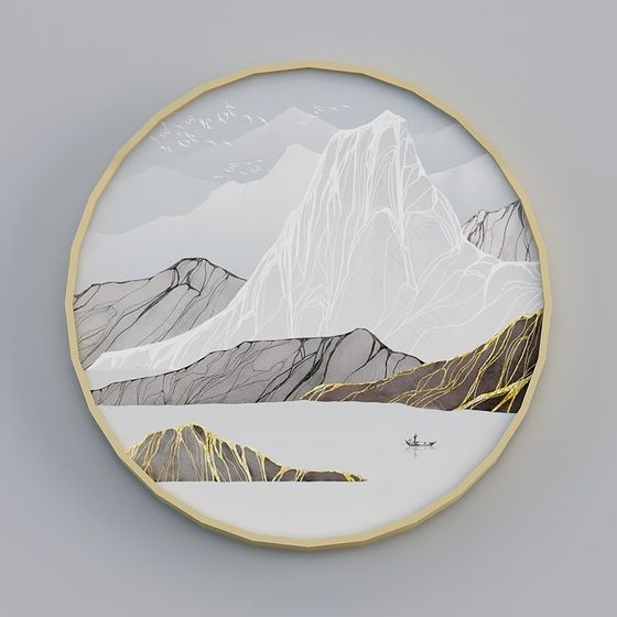 Ink Wash Mountains and Sea 3D model