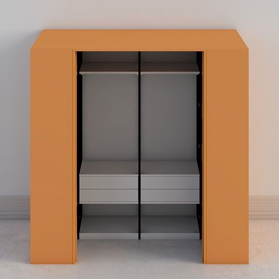 Orange Sliding Door Wardrobe 3D model