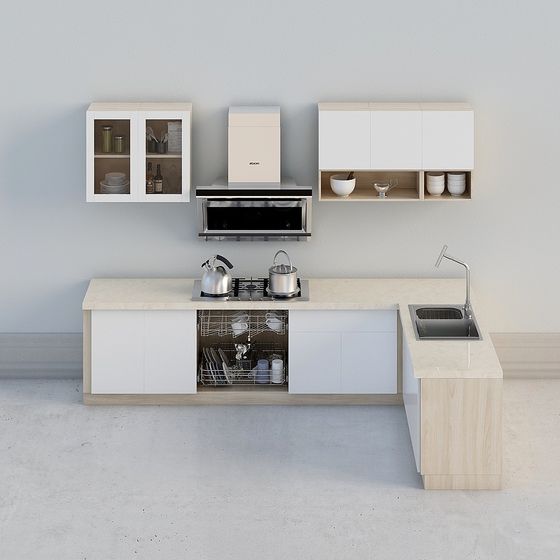 Stylish Black and Brown Cabinet Combination 3D Model for Modern Interiors
