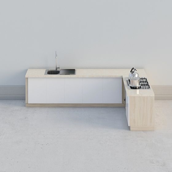 Modern Minimalist Kitchen Island 3D model