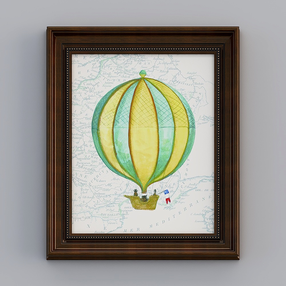 Kibaki American vertical single-frame European box hot air balloon 52.5x62.5cm children's room emwyq-e-9