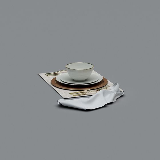 Elegant Tableware 3D model for Refined Dining