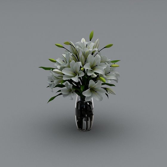 Lily Bouquet Low Poly 3D Model