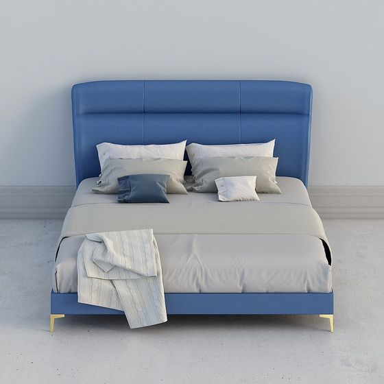 Blue Liverpool Bed 3D Model 3714