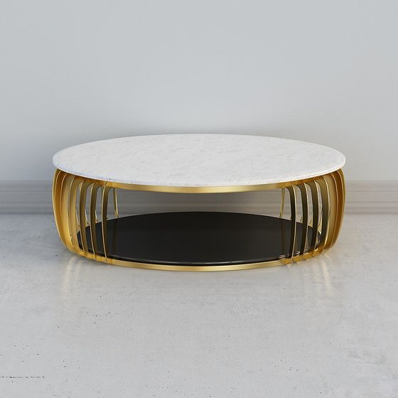 Elegant Round Marble Coffee Table 3D model