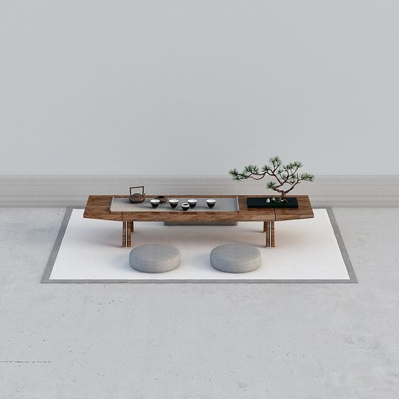 Zen Tea Table 3D model with Minimalist Elegance