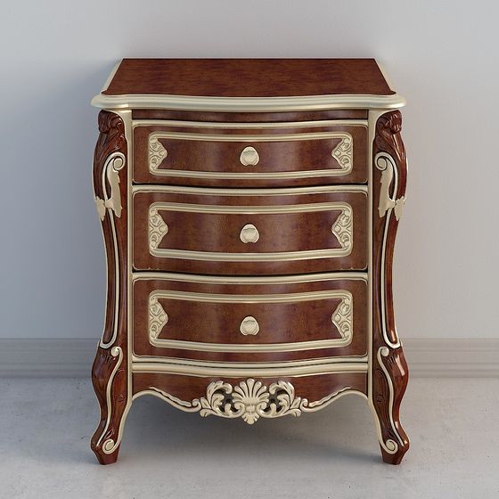 Baroque Style Nightstand 3D Model