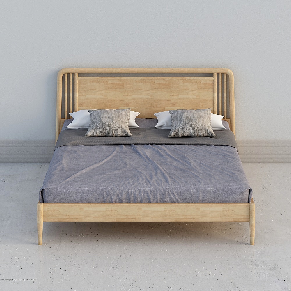 Low-Polygon 3D Bed Frame Model for Modern Interiors