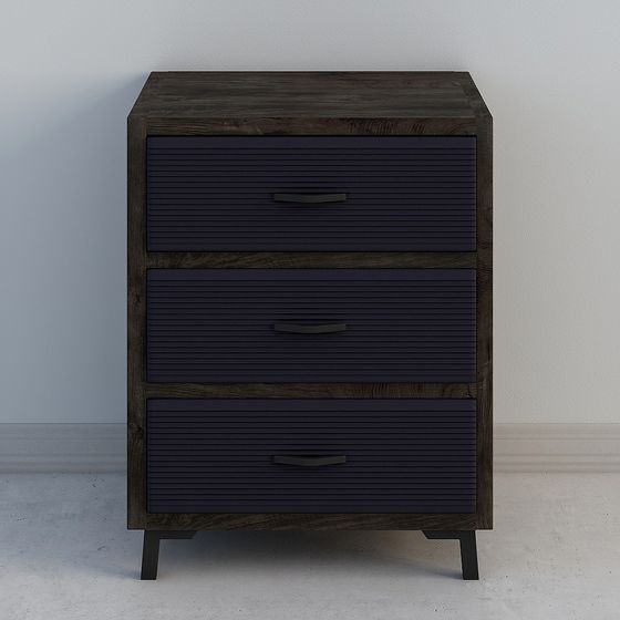 Chic Black Three Cabinets 3D Model for Storage