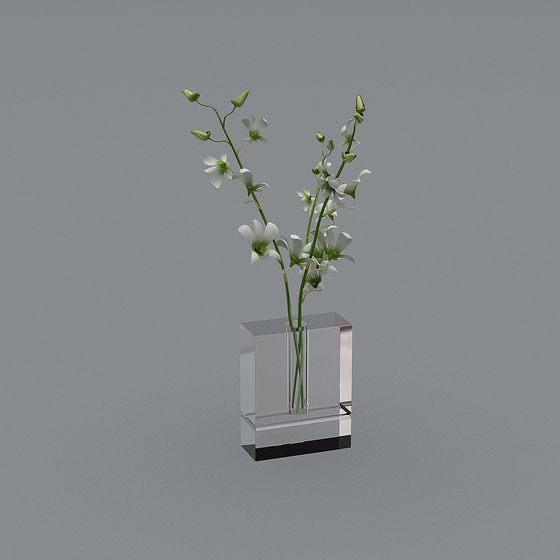 Glass Vase with Orchid 3D model