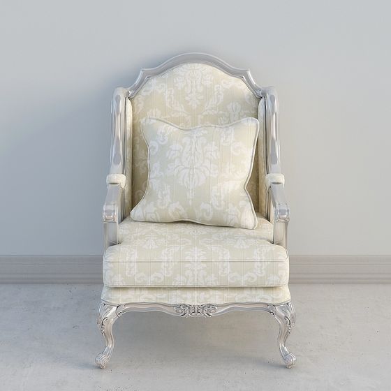 Chic French High-Back Chair 3D model for Creative Spaces