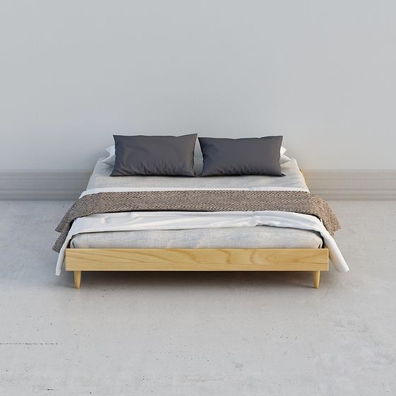 Stylish Minimalist Bed Frame 3D Model