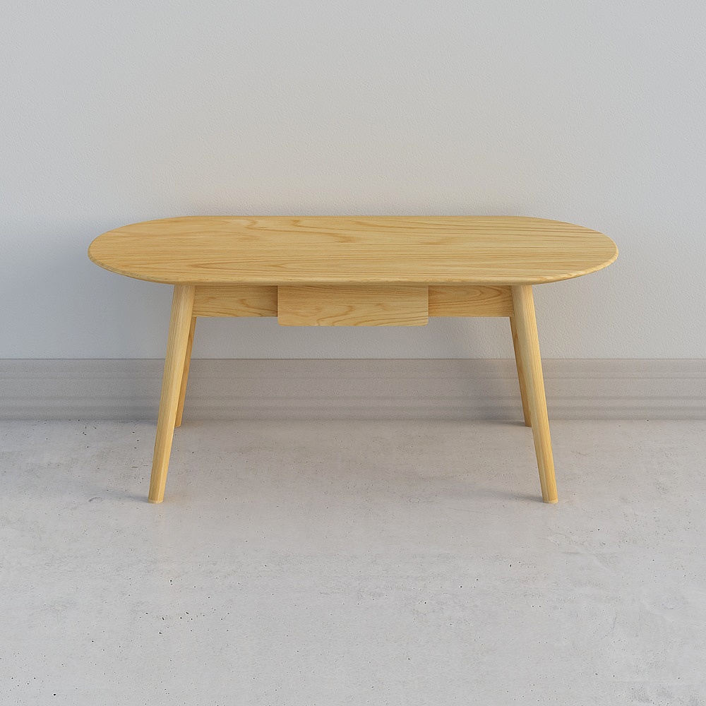 Oval Wooden Table 3D Model - Modern Minimalist Design