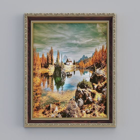 Autumn Lakeside Cottage 3D model